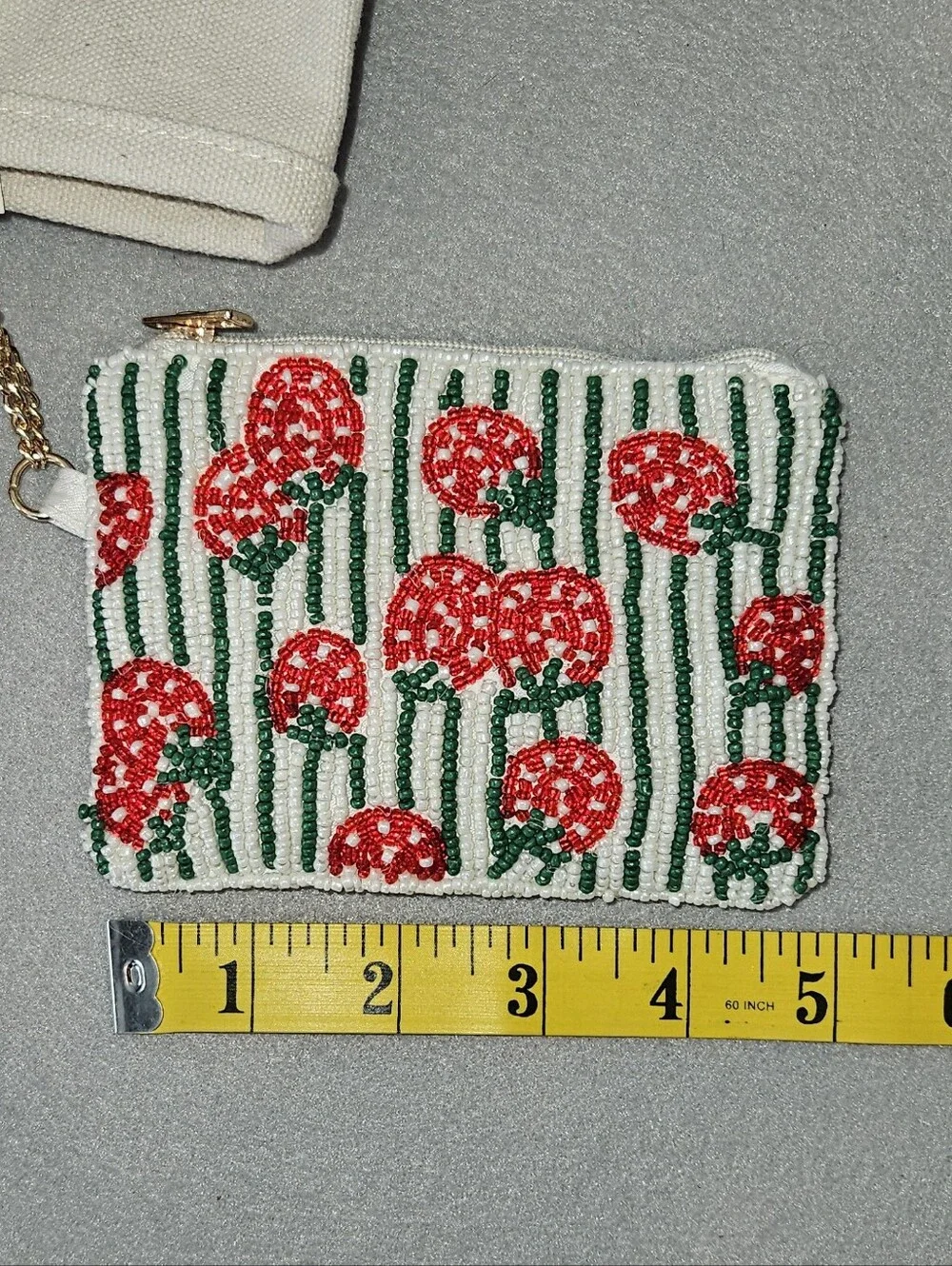 NWT Viral Beaded Strawberry Mini Canvas Tote & Coin Purse – Handcrafted in India